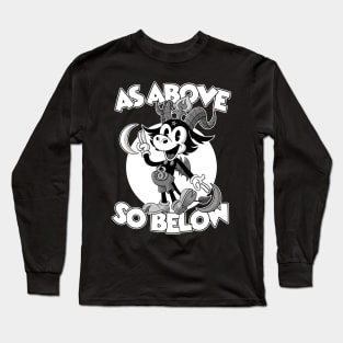 Pagan As Above So Below Funny Satanic Baphomet Retro Cartoon Long Sleeve T-Shirt